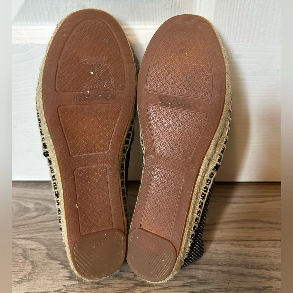 TORY Burch Lonnie Logo Black and Tan Espadrilles